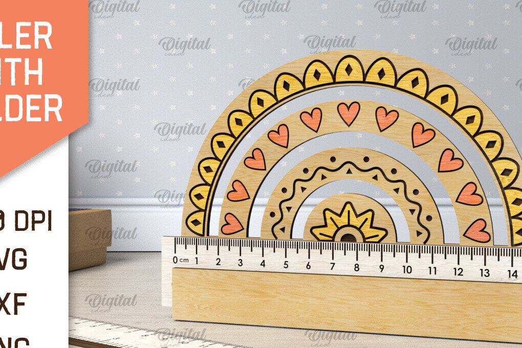 Intra απο ξύλο plywood 3mm-4mm πάχος Σχέδιο κοπής με λέιζερ Παιδικός Σχολικός Χάρακας Δίασταση 30x20 cm INTRAFABR-107623696