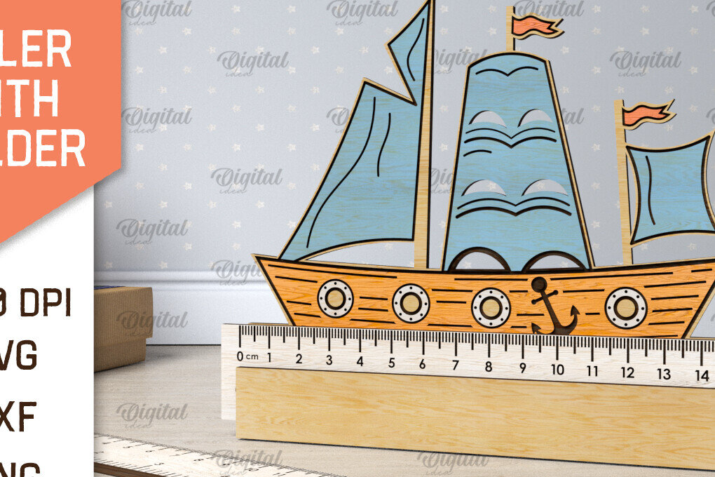 Intra απο ξύλο plywood 3mm-4mm πάχος Σχέδιο κοπής με λέιζερ Παιδικός Σχολικός Χάρακας Δίασταση 30x20 cm INTRAFABR-107623763