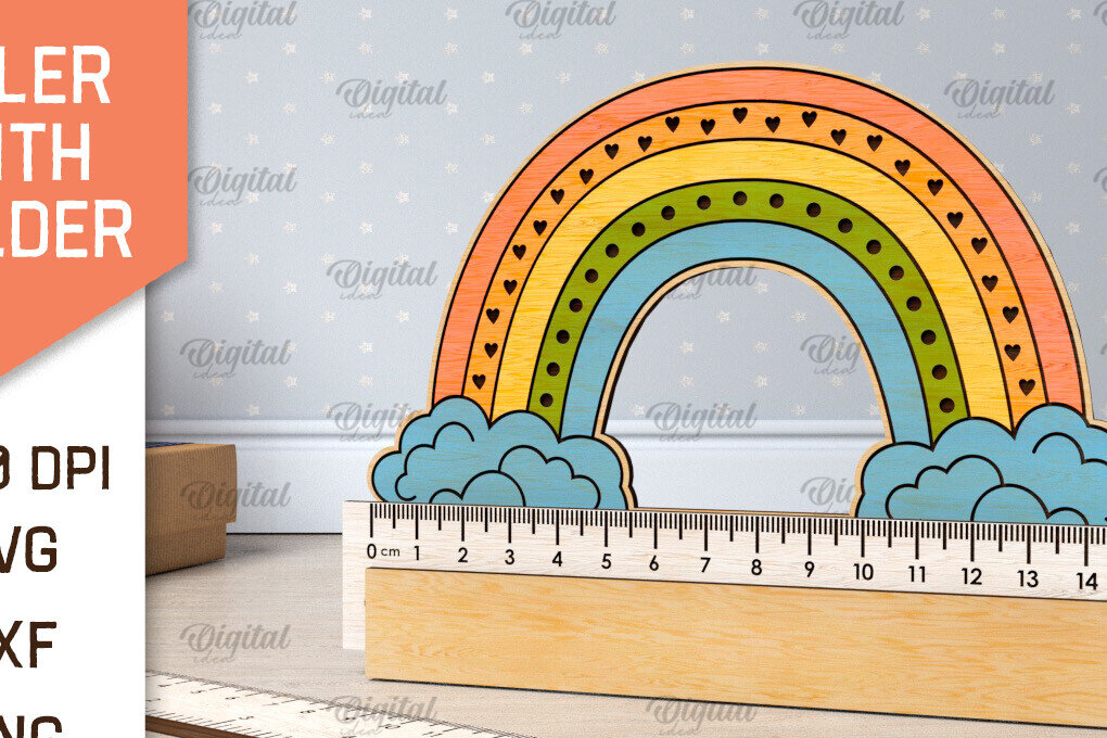 Intra απο ξύλο plywood 3mm-4mm πάχος Σχέδιο κοπής με λέιζερ Παιδικός Σχολικός Χάρακας Δίασταση 30x20 cm INTRAFABR-107623976