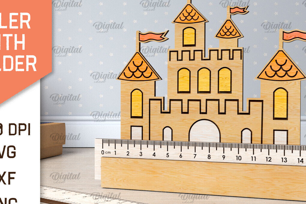 Intra απο ξύλο plywood 3mm-4mm πάχος Σχέδιο κοπής με λέιζερ Παιδικός Σχολικός Χάρακας Δίασταση 30x20 cm INTRAFABR-107624153