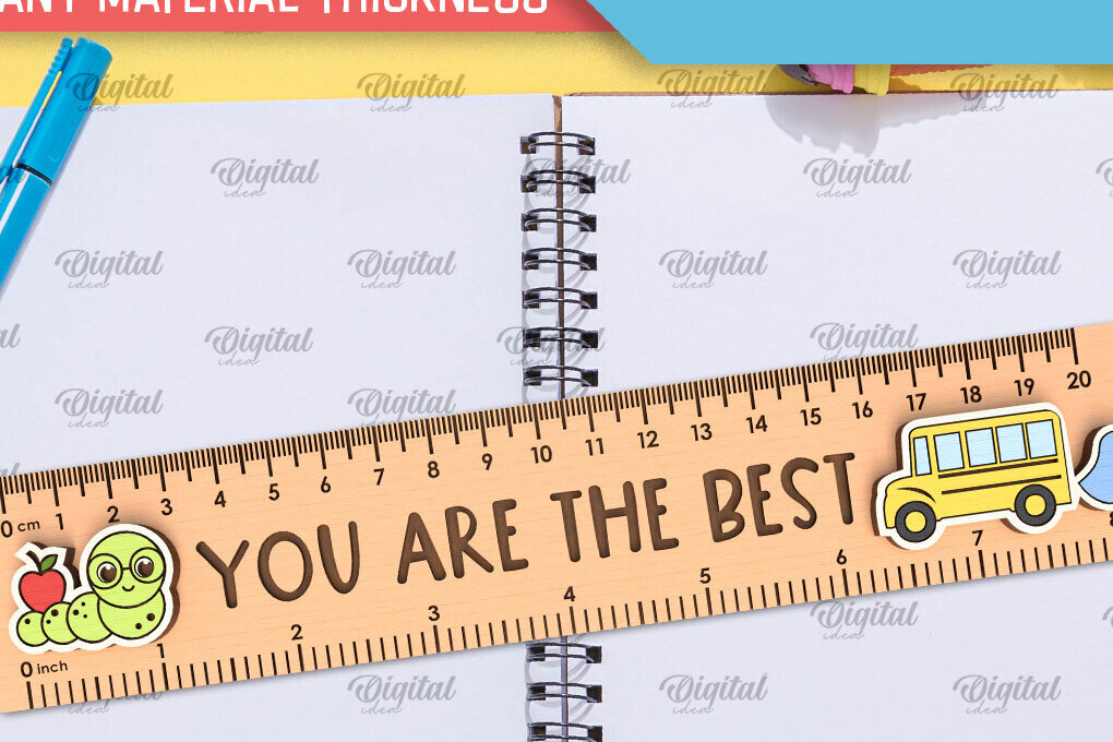 Intra απο ξύλο plywood 3mm-4mm πάχος Σχέδιο κοπής με λέιζερ Παιδικός Σχολικός Χάρακας Δίασταση 30x20 cm INTRAFABR-102185196