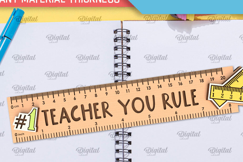 Intra απο ξύλο plywood 3mm-4mm πάχος Σχέδιο κοπής με λέιζερ Παιδικός Σχολικός Χάρακας Δίασταση 30x20 cm INTRAFABR-102185267