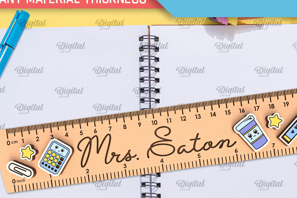 Intra απο ξύλο plywood 3mm-4mm πάχος Σχέδιο κοπής με λέιζερ Παιδικός Σχολικός Χάρακας Δίασταση 30x20 cm INTRAFABR-102185322