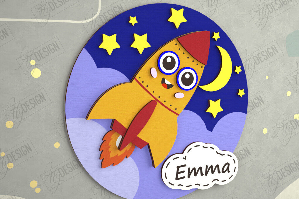 Intra απο ξύλο plywood 3mm-4mm πάχος Πινακίδα Παιδικού Δωματίου | Στρογγυλή πινακίδα πόρτας Δίασταση 30x20 cm INTRAFABR-111629368