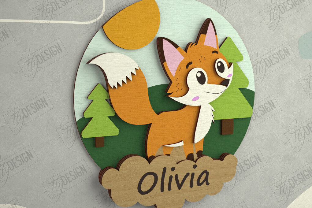 Intra απο ξύλο plywood 3mm-4mm πάχος Πινακίδα Παιδικού Δωματίου | Στρογγυλή πινακίδα πόρτας Δίασταση 30x20 cm INTRAFABR-111629030