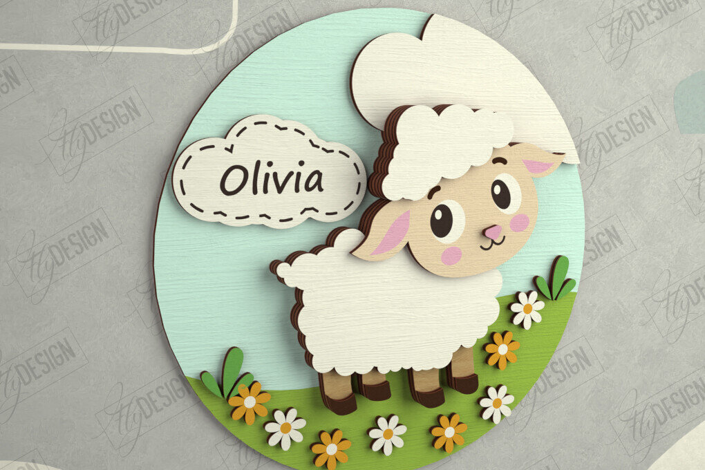 Intra απο ξύλο plywood 3mm-4mm πάχος Πινακίδα Παιδικού Δωματίου | Στρογγυλή πινακίδα πόρτας Δίασταση 30x20 cm INTRAFABR-111629103