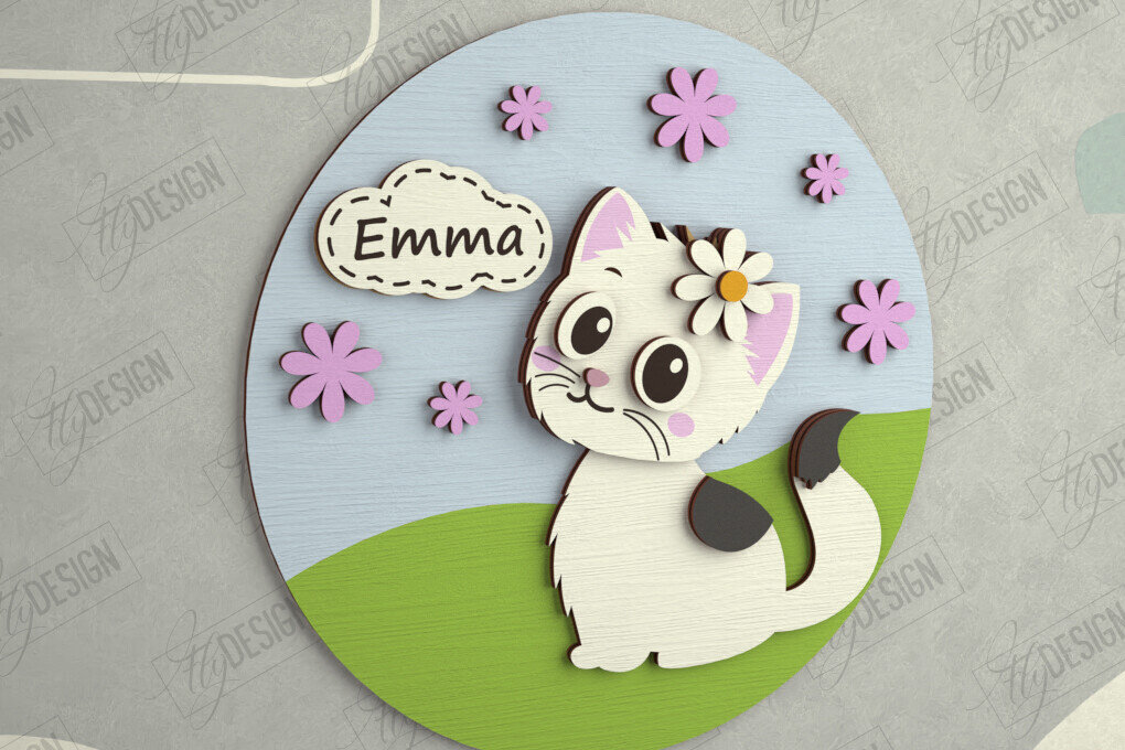 Intra απο ξύλο plywood 3mm-4mm πάχος Πινακίδα Παιδικού Δωματίου | Στρογγυλή πινακίδα πόρτας Δίασταση 30x20 cm INTRAFABR-111629264