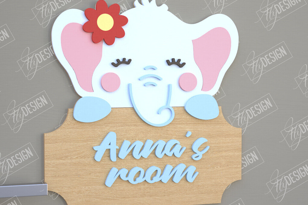 Intra απο ξύλο plywood 3mm-4mm πάχος Πινακίδα Παιδικού Δωματίου | Elephant Design Δίασταση 30x20 cm INTRAFABR-105766510