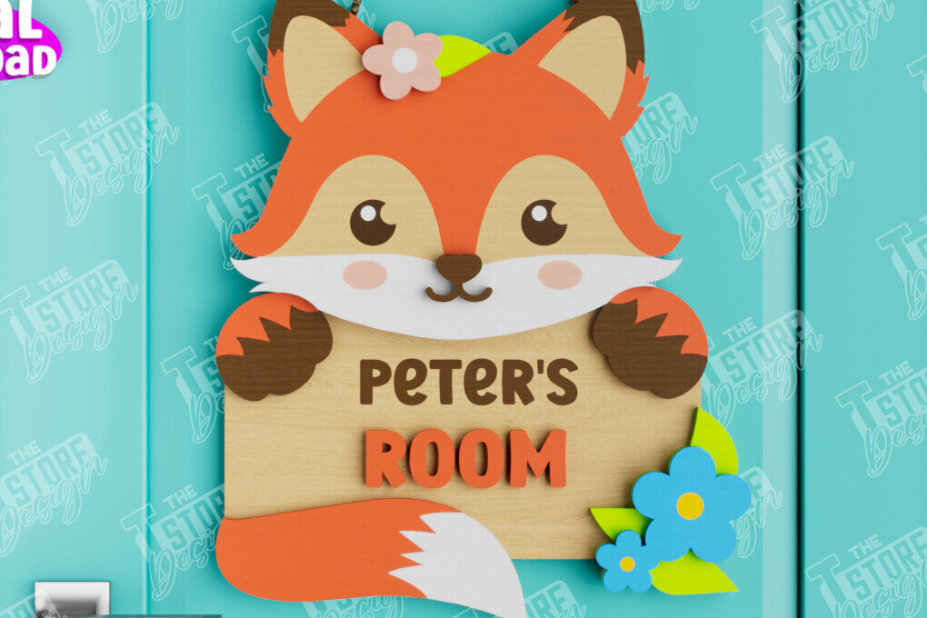 Intra απο ξύλο plywood 3mm-4mm πάχος Πινακίδα Παιδικού Δωματίου | Fox Design | CNC Δίασταση 30x20 cm INTRAFABR-105665974