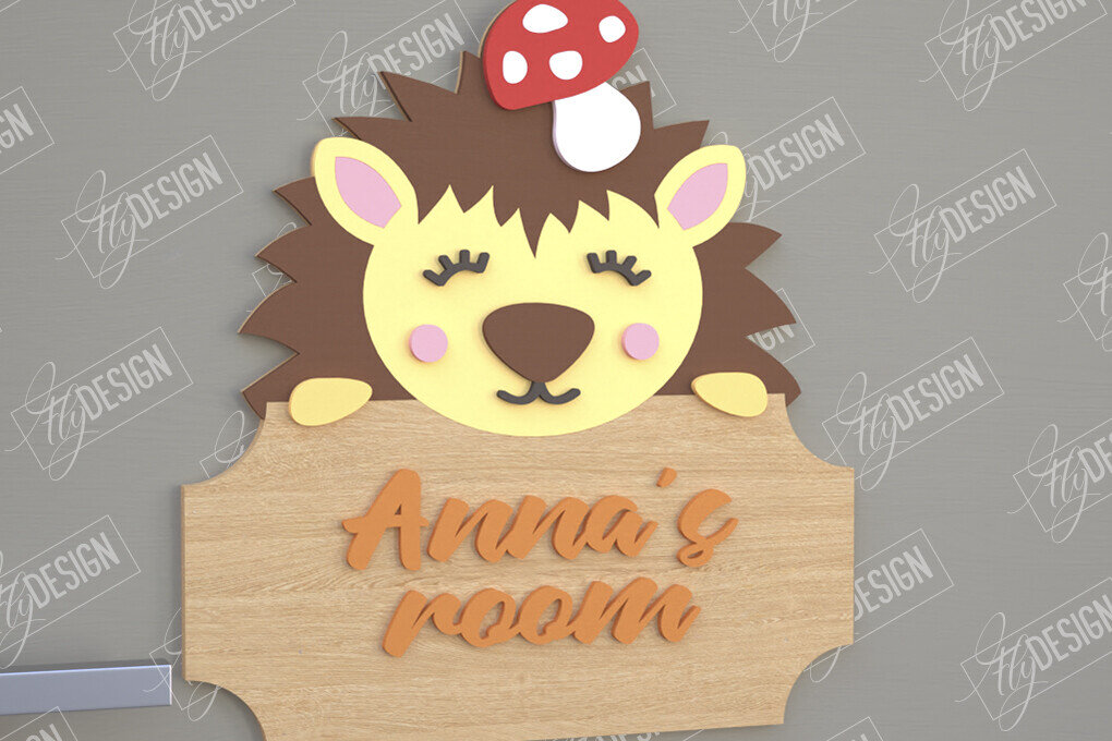 Intra απο ξύλο plywood 3mm-4mm πάχος Πινακίδα Παιδικού Δωματίου | Σχέδιο Hedgehog Δίασταση 30x20 cm INTRAFABR-105766551