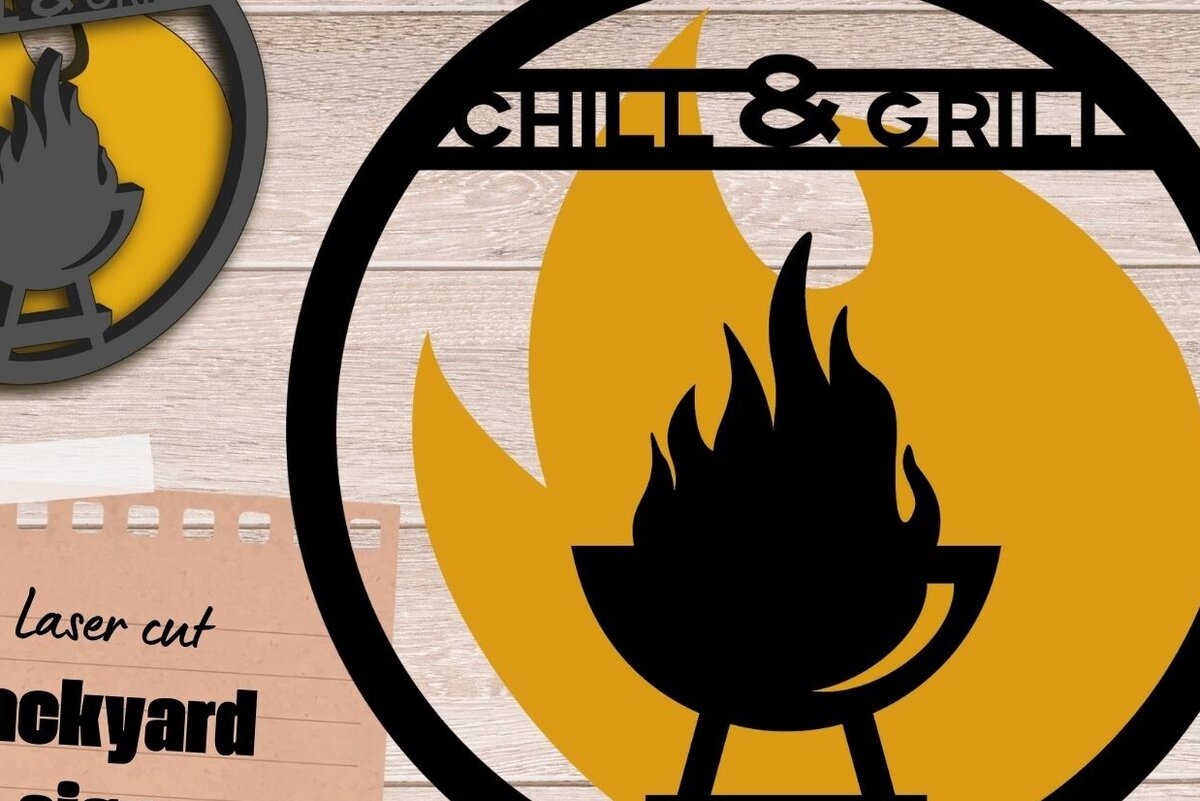 Intra απο ξύλο plywood 3mm-4mm πάχος Πινακίδα Chill and Grill, BBQ File Δίασταση 30x20 cm INTRAFABR-94767174