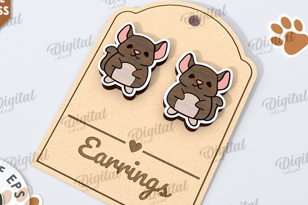 Σετ των 3 Intra απο ξύλο plywood 3mm-4mm πάχος Σκουλαρίκια τσιντσιλά Δίασταση 3x3 cm INTRAFABR-115292894