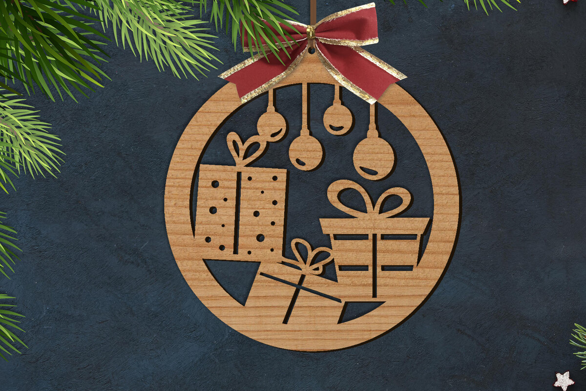 Σετ των 2 Intra απο ξύλο plywood 3mm-4mm πάχος Χριστουγεννιάτικα Δώρα Μπάλας | Δίασταση 15x15 cm INTRAFABR-76134872