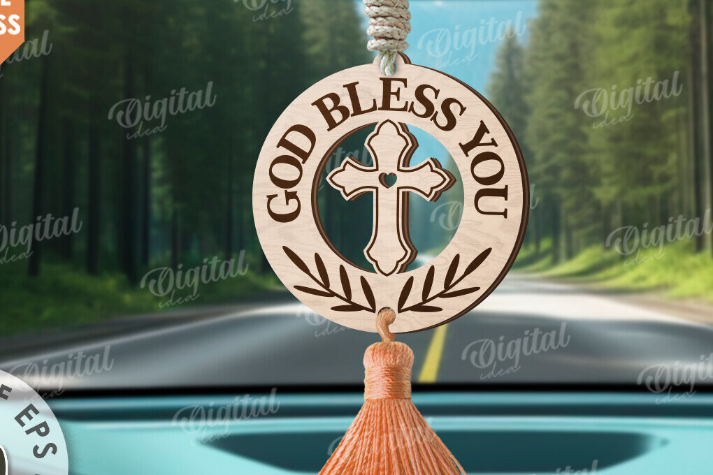 Σετ των 3 Intra απο ξύλο plywood 3mm-4mm πάχος Christian Car Charm Δίασταση 4x4 cm INTRAFABR-118426462