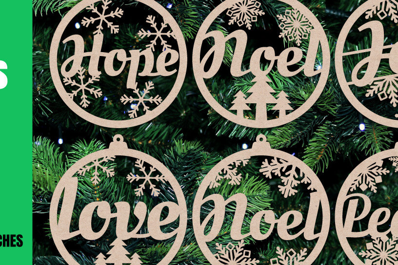 Σετ των 3 Intra απο ξύλο plywood 3mm-4mm πάχος Χριστιανικά χριστουγεννιάτικα στολίδια Δίασταση 8x8 cm INTRAFABR-20607246