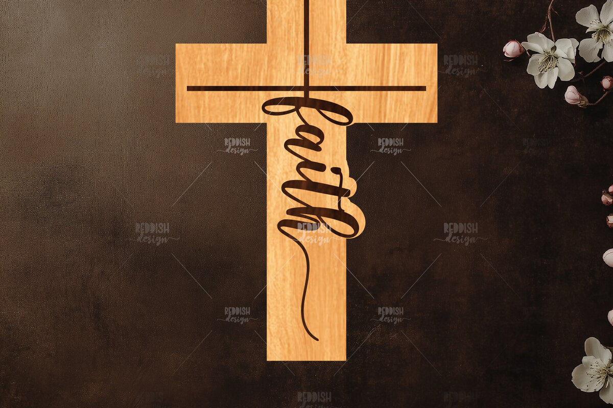 Σετ των 2 Intra απο ξύλο plywood 3mm-4mm πάχος Christian Cross Silhouette, Δίασταση 15x15 cm INTRAFABR-118678650