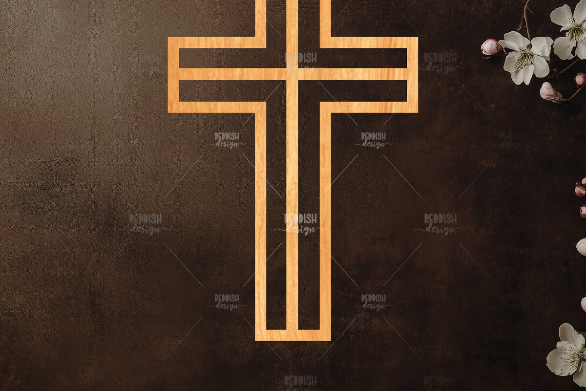 Σετ των 2 Intra απο ξύλο plywood 3mm-4mm πάχος Christian Cross Silhouette, Δίασταση 15x15 cm INTRAFABR-118678666