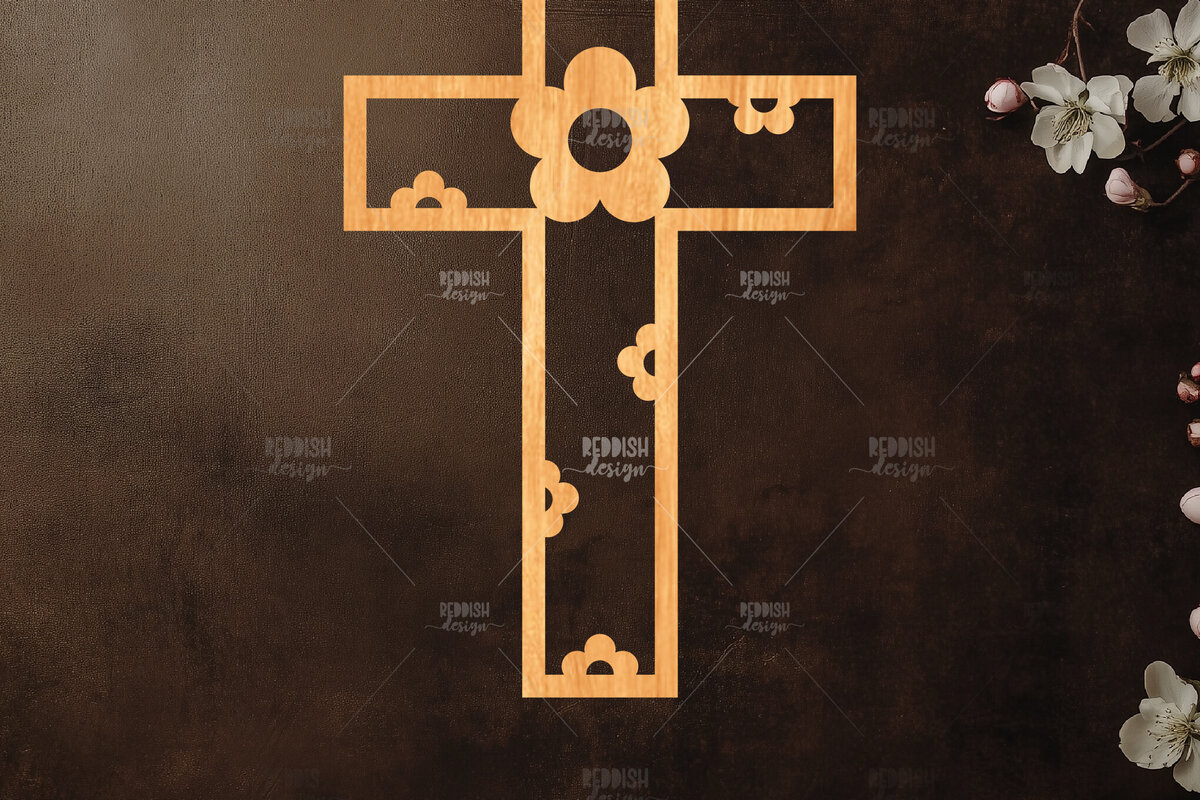 Σετ των 2 Intra απο ξύλο plywood 3mm-4mm πάχος Christian Cross Silhouette, Δίασταση 15x15 cm INTRAFABR-118678678