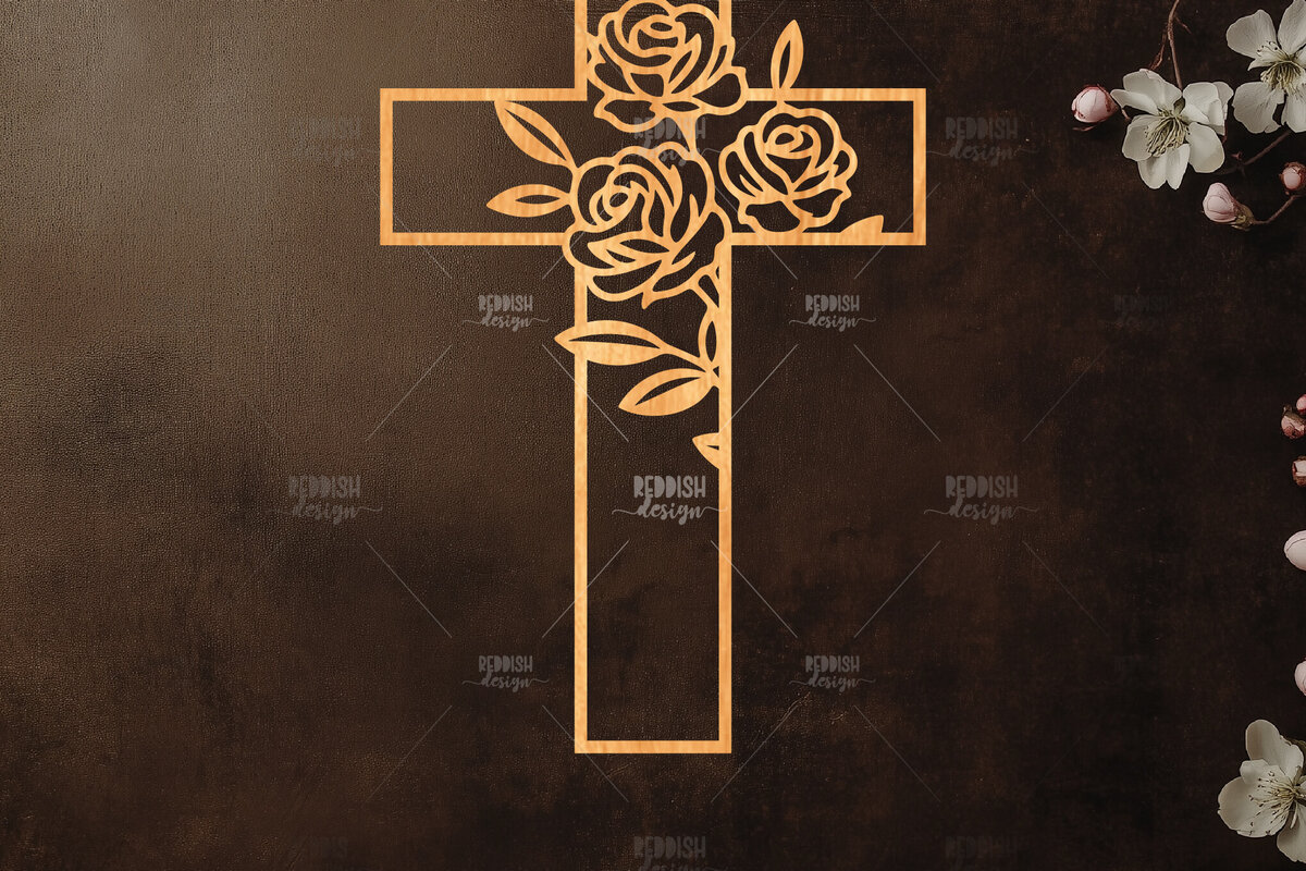 Σετ των 2 Intra απο ξύλο plywood 3mm-4mm πάχος Christian Cross Silhouette, Δίασταση 15x15 cm INTRAFABR-118678687
