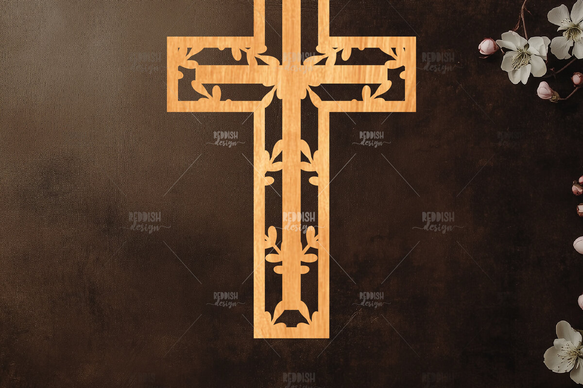 Σετ των 2 Intra απο ξύλο plywood 3mm-4mm πάχος Christian Cross Silhouette, Δίασταση 15x15 cm INTRAFABR-118678919