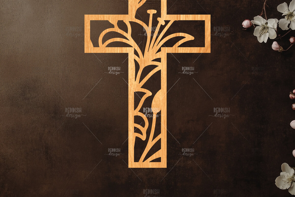 Σετ των 2 Intra απο ξύλο plywood 3mm-4mm πάχος Christian Cross Silhouette, Δίασταση 15x15 cm INTRAFABR-118679176