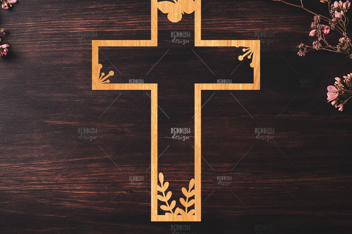 Σετ των 3 Intra απο ξύλο plywood 3mm-4mm πάχος Christian Cross Silhouette, Δίασταση 15x15 cm INTRAFABR-119063491