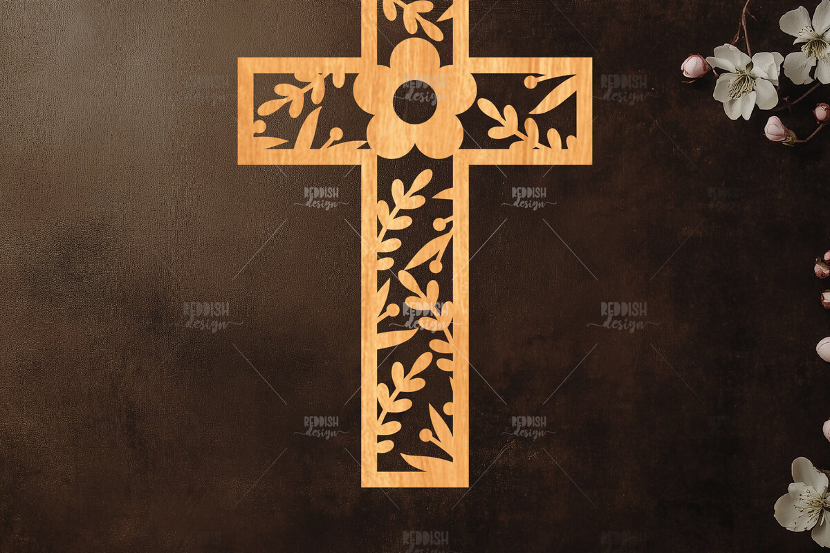Σετ των 2 Intra απο ξύλο plywood 3mm-4mm πάχος Christian Cross Silhouette, Δίασταση 15x15 cm INTRAFABR-118677983