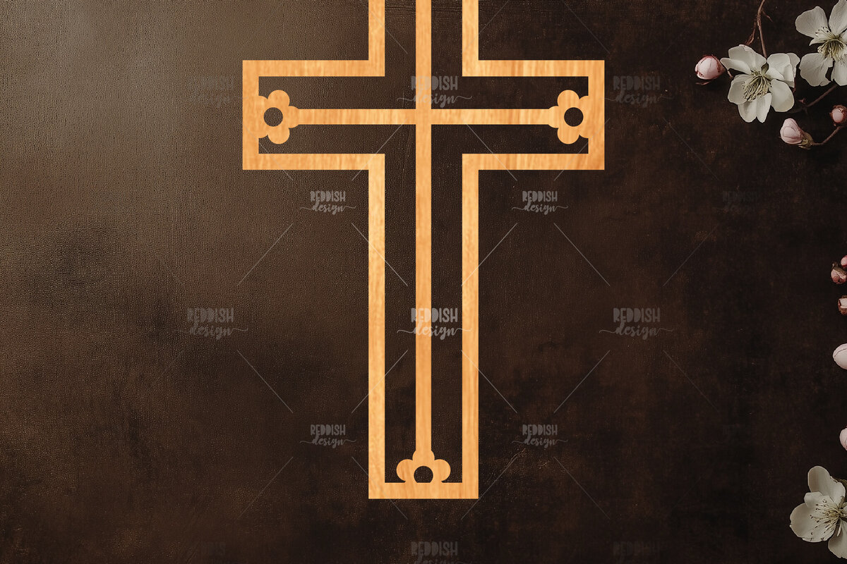 Σετ των 2 Intra απο ξύλο plywood 3mm-4mm πάχος Christian Cross Silhouette, Δίασταση 15x15 cm INTRAFABR-118678256