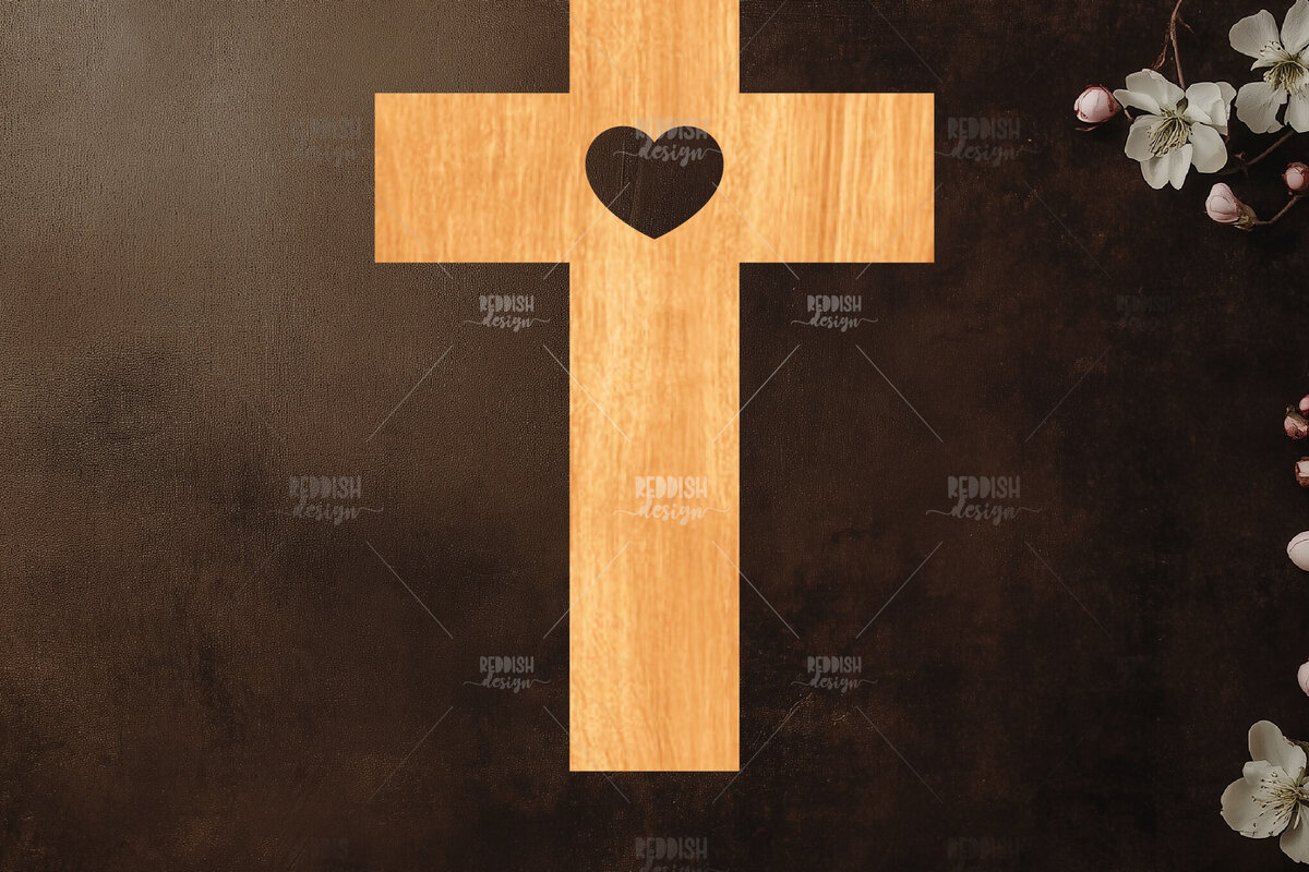 Σετ των 2 Intra απο ξύλο plywood 3mm-4mm πάχος Christian Cross Silhouette, Δίασταση 15x15 cm INTRAFABR-118678526