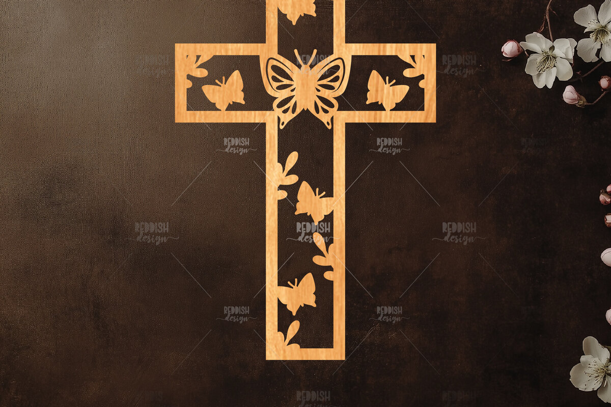 Intra απο ξύλο plywood 3mm-4mm πάχος Christian Cross Silhouette, Δίασταση 15x15 cm INTRAFABR-118677709