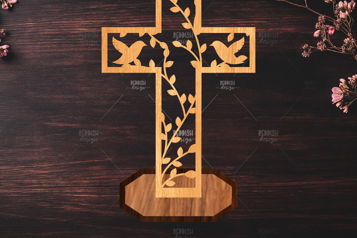 Σετ των 2 Intra απο ξύλο plywood 3mm-4mm πάχος Χριστιανικός Σταυρός Διακόσμηση σπιτιού Δίασταση 15x15 cm INTRAFABR-119063733