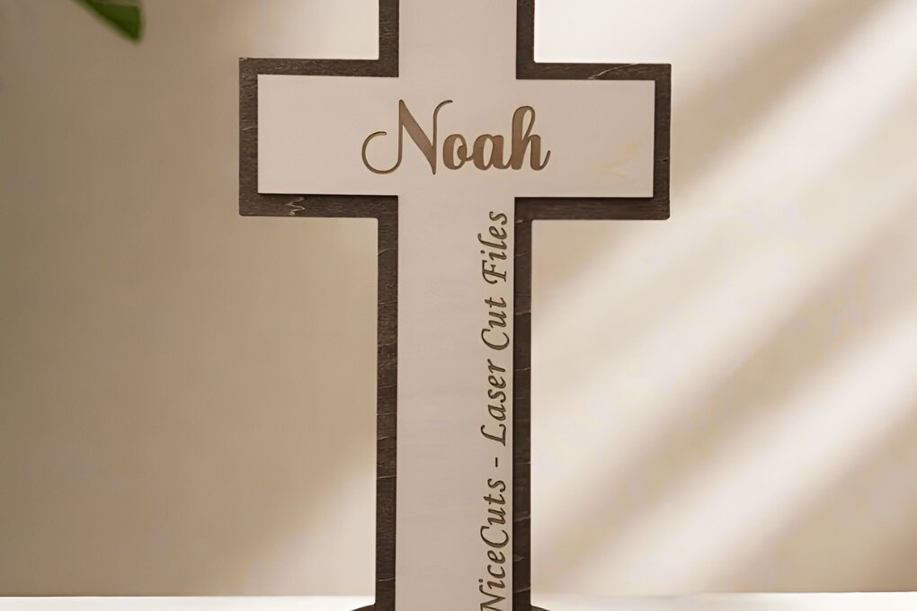 Σετ των 2 Intra απο ξύλο plywood 3mm-4mm πάχος Σταντ Christian Cross - Δίασταση 15x15 cm INTRAFABR-78485659