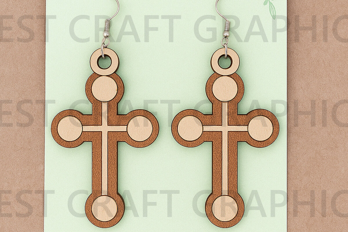 Σετ των 3 Intra απο ξύλο plywood 3mm-4mm πάχος Christian Dangle Σκουλαρίκια Δίασταση 3x3 cm INTRAFABR-124747885