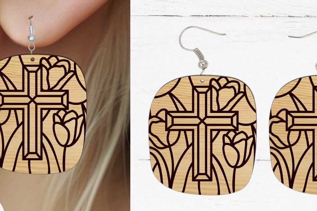 Σετ των 3 Intra απο ξύλο plywood 3mm-4mm πάχος Χριστιανικό Σκουλαρίκι με File, Πάσχα Δίασταση 3x3 cm INTRAFABR-92865614