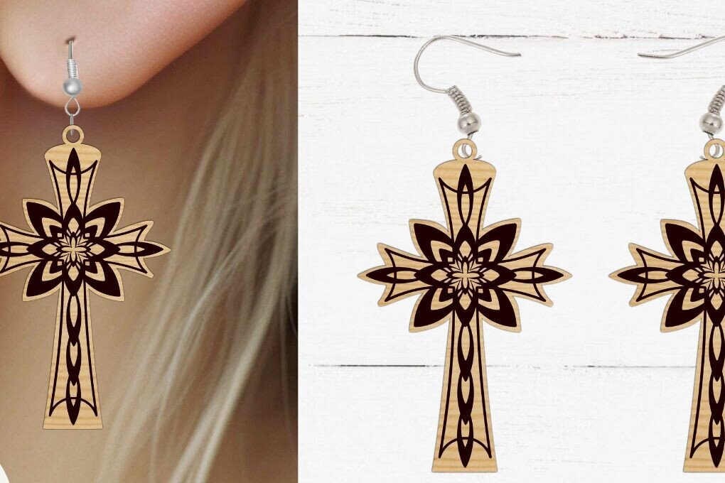 Σετ των 3 Intra απο ξύλο plywood 3mm-4mm πάχος Χριστιανικό Σκουλαρίκι με File, Πάσχα Δίασταση 3x3 cm INTRAFABR-92865234