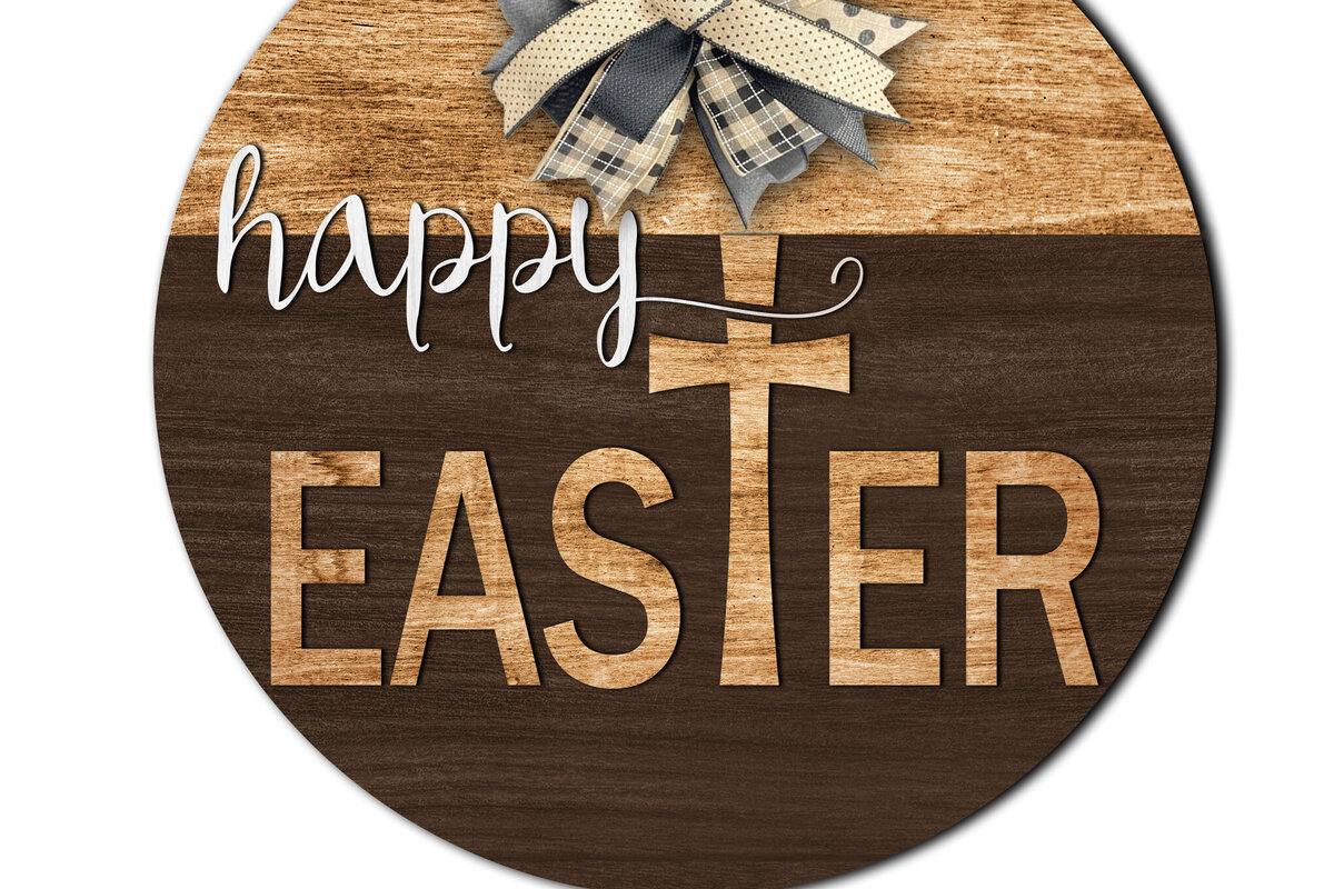 Σετ των 2 Intra απο ξύλο plywood 3mm-4mm πάχος Χριστιανική πασχαλινή στρογγυλή πινακίδα Δίασταση 15x15 cm INTRAFABR-116081994