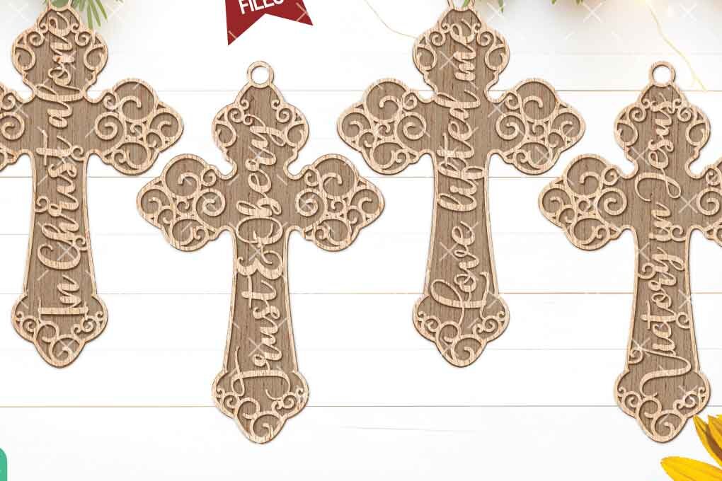 Σετ των 3 Intra απο ξύλο plywood 3mm-4mm πάχος Χριστιανικά στολίδια ύμνου, Δίασταση 8x8 cm INTRAFABR-104710289