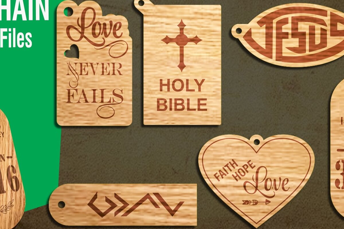 Σετ των 3 Intra απο ξύλο plywood 3mm-4mm πάχος Μοτίβο κοπής με λέιζερ Christian Keychain Δίασταση 6x6 cm INTRAFABR-23871149