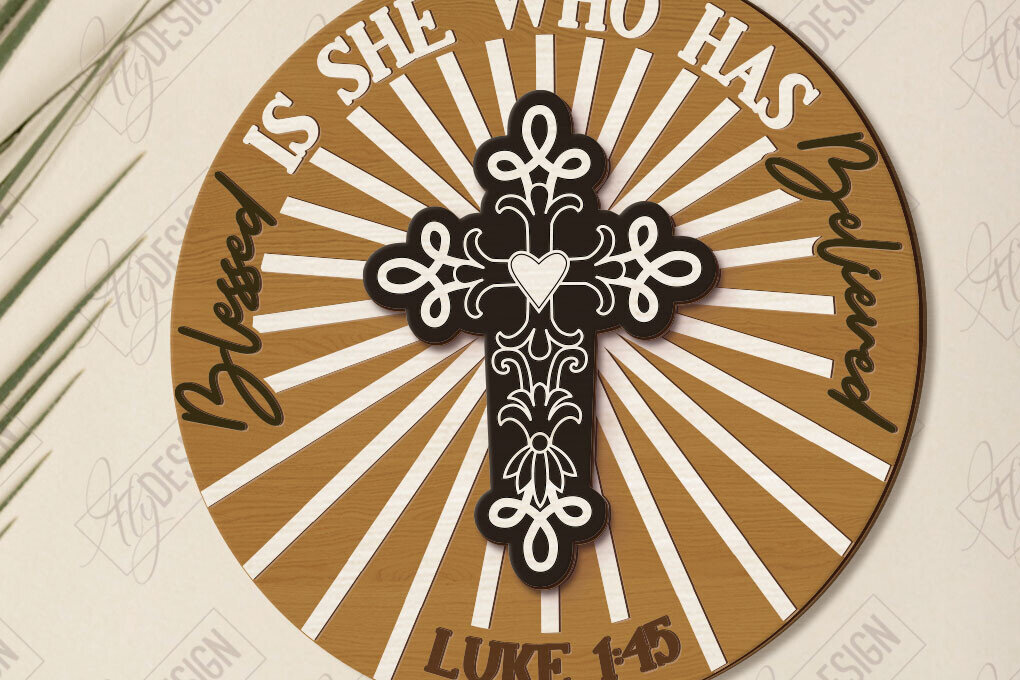 Intra απο ξύλο plywood 3mm-4mm πάχος Χριστιανικές στρογγυλές πινακίδες κοπής με λέιζερ | CNC Δίασταση 30x20 cm INTRAFABR-121601717