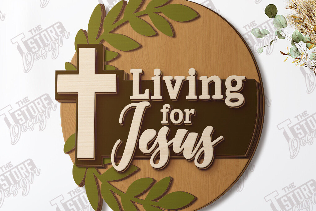 Intra απο ξύλο plywood 3mm-4mm πάχος Χριστιανική στρογγυλή πινακίδα τοίχου |CNC Δίασταση 30x20 cm INTRAFABR-120653539