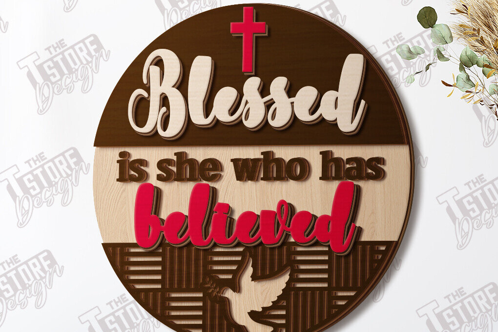 Intra απο ξύλο plywood 3mm-4mm πάχος Χριστιανική στρογγυλή πινακίδα τοίχου |CNC Δίασταση 30x20 cm INTRAFABR-120961773