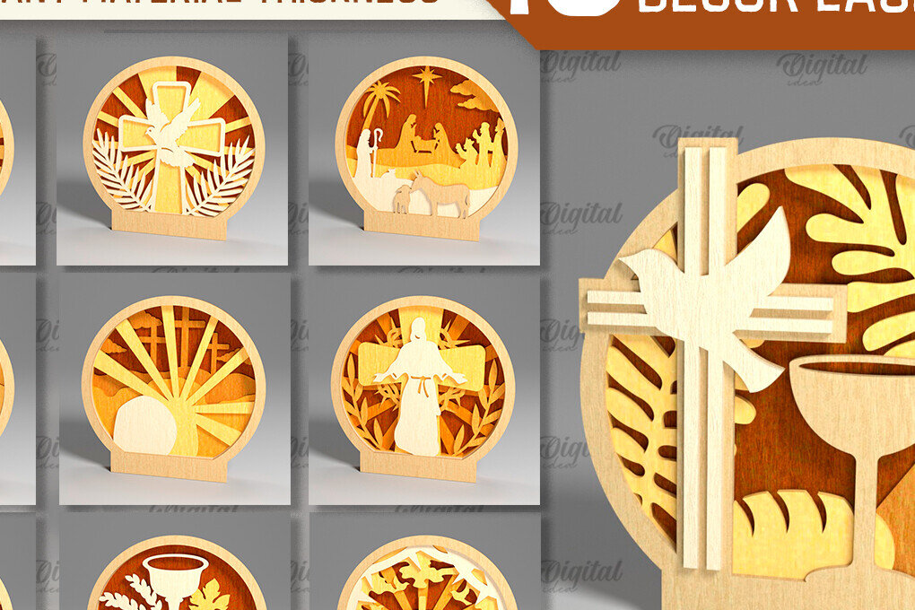 Intra απο ξύλο plywood 3mm-4mm πάχος Δέσμη κοπής με λέιζερ Christian Stand Decor Δίασταση 30x20 cm INTRAFABR-95661981