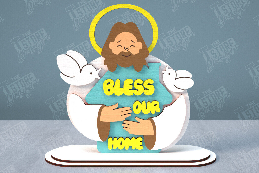 Intra απο ξύλο plywood 3mm-4mm πάχος Χριστιανική στάση | Επιτραπέζια βάση | CNC Δίασταση 30x20 cm INTRAFABR-114078281