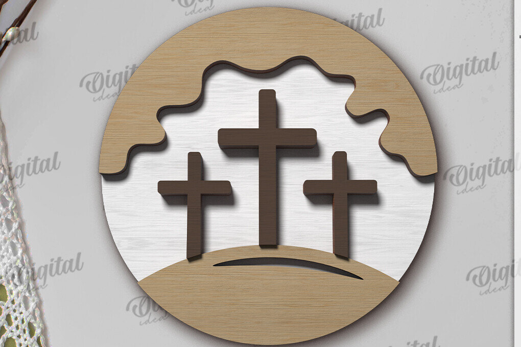 Σετ των 2 Intra απο ξύλο plywood 3mm-4mm πάχος Χριστιανικό Διακόσμηση Δίσκων με Επίπεδη Δίασταση 30x20 cm INTRAFABR-119901931