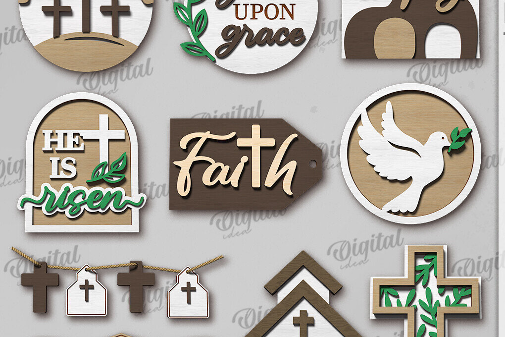 Σετ των 2 Intra απο ξύλο plywood 3mm-4mm πάχος διακοσμητικών δίσκων Christian Tiered Δίασταση 30x20 cm INTRAFABR-119971633