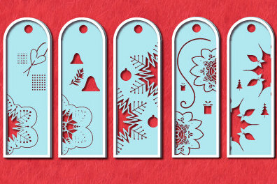 Σετ των 2 Intra απο ξύλο plywood 3mm-4mm πάχος Christmas 2 Layer Bookmark bundle1094 Δίασταση 15x15 cm INTRAFABR-107941949