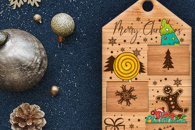 Σετ των 3 Intra απο ξύλο plywood 3mm-4mm πάχος Χριστουγεννιάτικο στολίδι 2023 Δίασταση 8x8 cm INTRAFABR-83470500