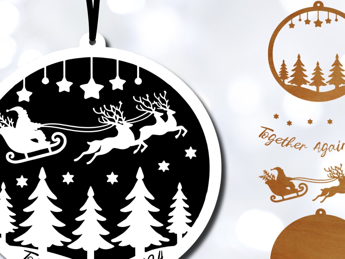 Σετ των 3 Intra απο ξύλο plywood 3mm-4mm πάχος Χριστούγεννα 2023 Ξανά Μαζί Δίασταση 8x8 cm INTRAFABR-104020275