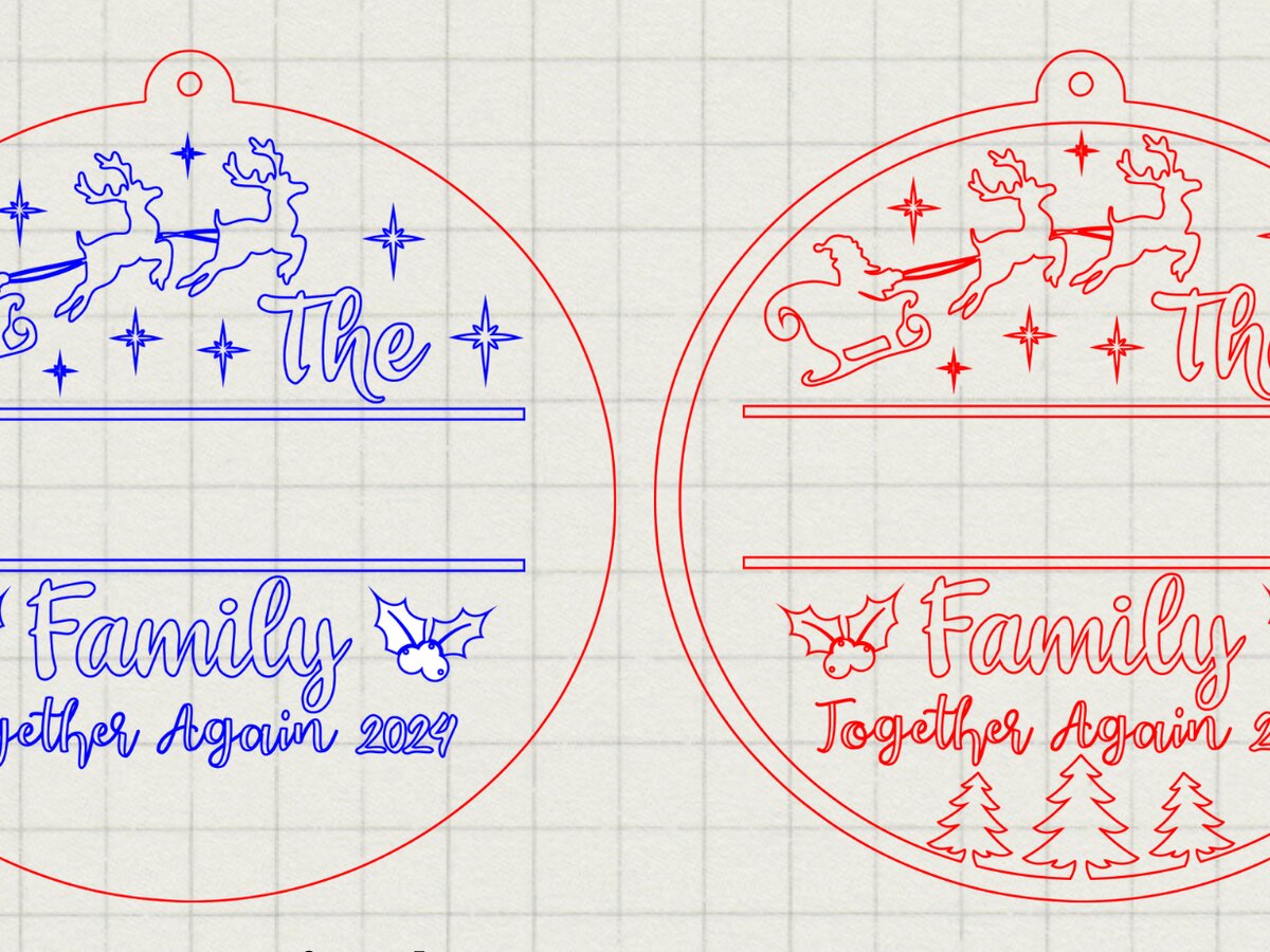 Σετ των 2 Intra απο ξύλο plywood 3mm-4mm πάχος Χριστούγεννα 2024 Οικογένεια ξανά μαζί Δίασταση 12x12 cm INTRAFABR-104216944