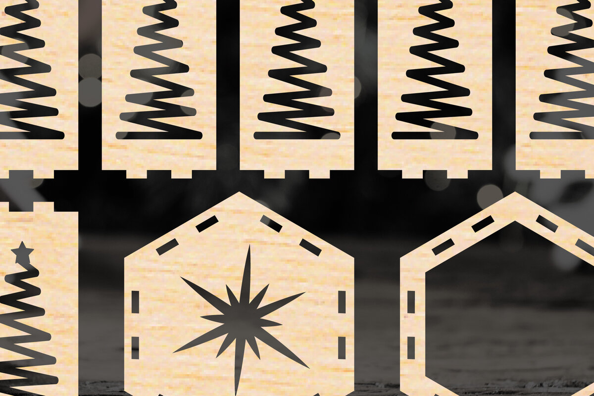 Σετ των 2 Intra απο ξύλο plywood 3mm-4mm πάχος Χριστουγεννιάτικο 3D Φανάρι Δίασταση 15x15 cm INTRAFABR-52076790